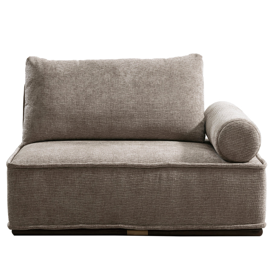 Minimalist corduroy velvet fabric modular corner 1 seater sofa cordy in white background.