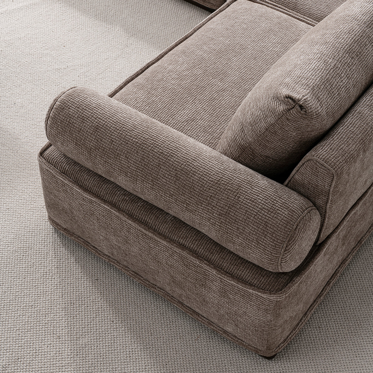 Minimalist corduroy velvet fabric modular corner 1 seater sofa cordy with context.