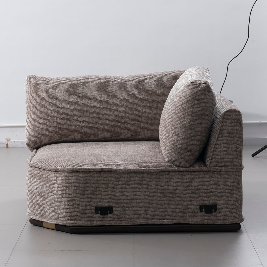 Minimalist corduroy velvet fabric modular l shape sectional sofa 4+l cordy layered structure.