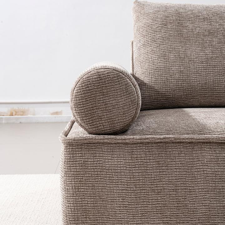 Minimalist corduroy velvet fabric modular l shape sectional sofa 4+l cordy in real life style.