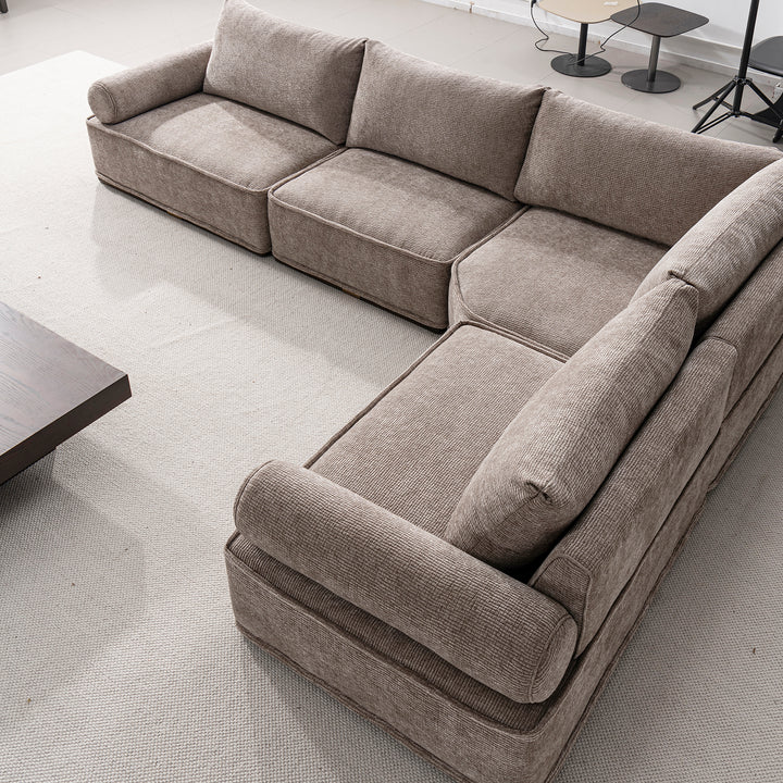Minimalist corduroy velvet fabric modular l shape sectional sofa 4+l cordy with context.