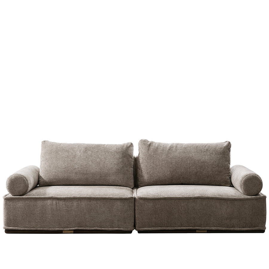 Minimalist corduroy velvet fabric sectional 3 seater sofa cordy in white background.