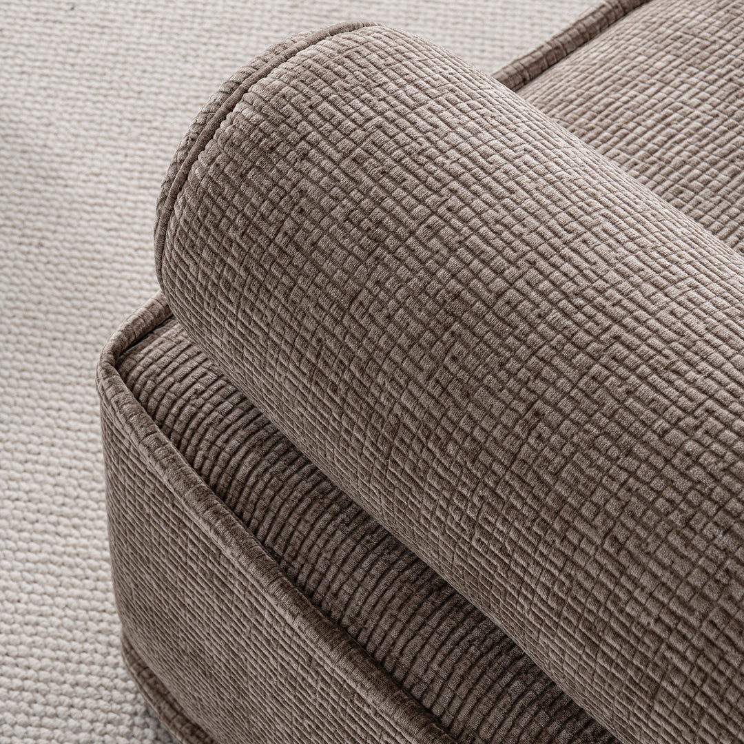 Minimalist corduroy velvet fabric sectional 3 seater sofa cordy color swatches.