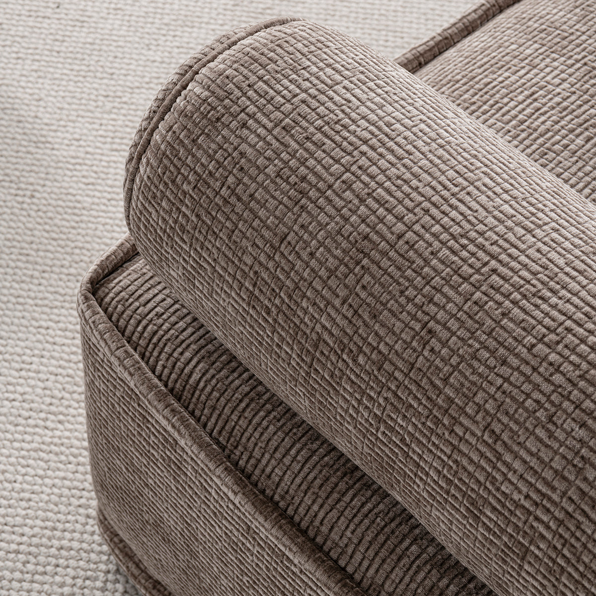 Minimalist corduroy velvet fabric sectional 3 seater sofa cordy color swatches.