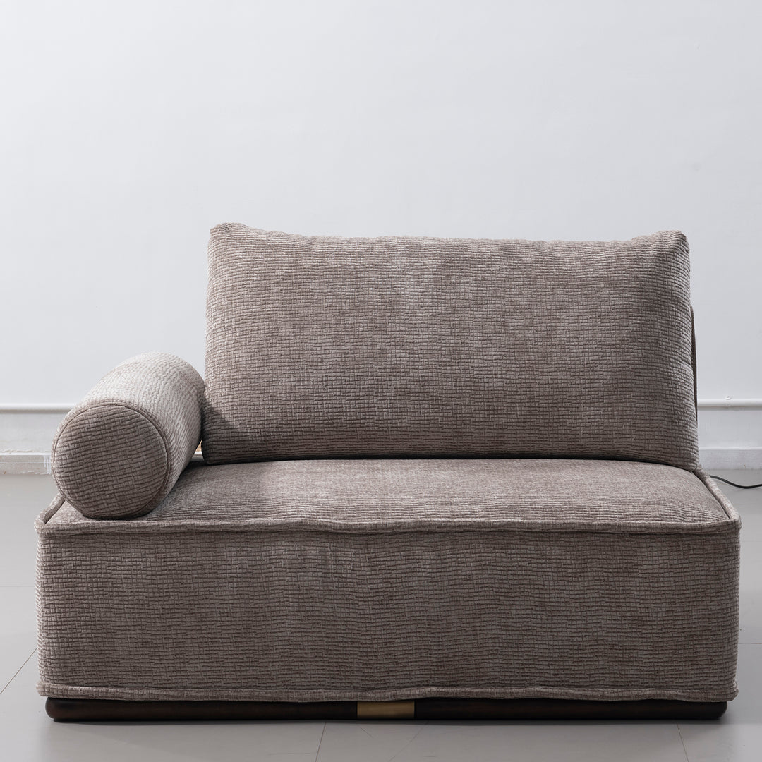 Minimalist corduroy velvet fabric sectional 3 seater sofa cordy in close up details.