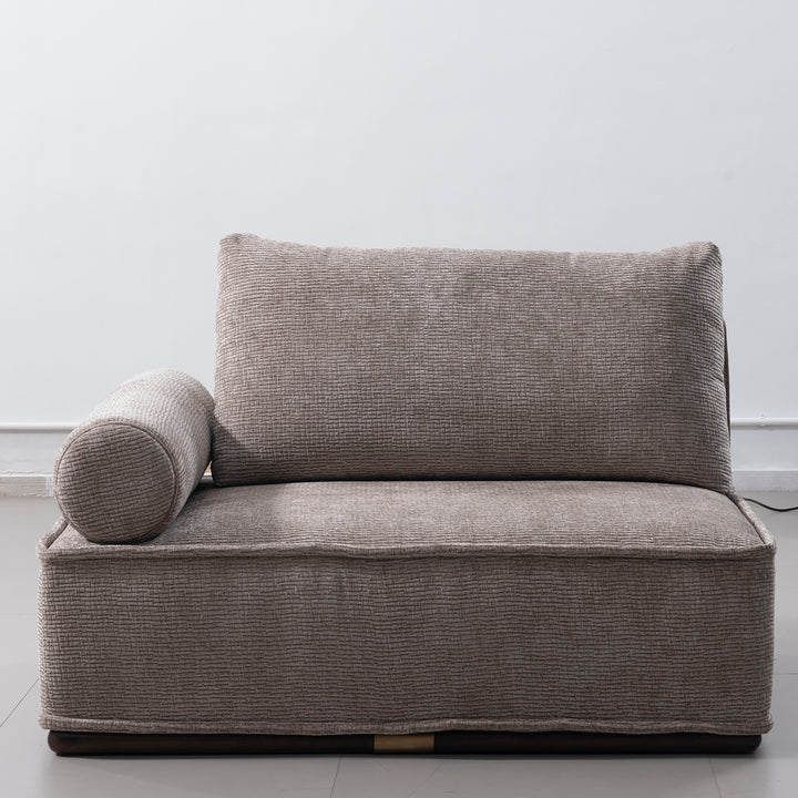 Minimalist corduroy velvet fabric sectional 3 seater sofa cordy in close up details.