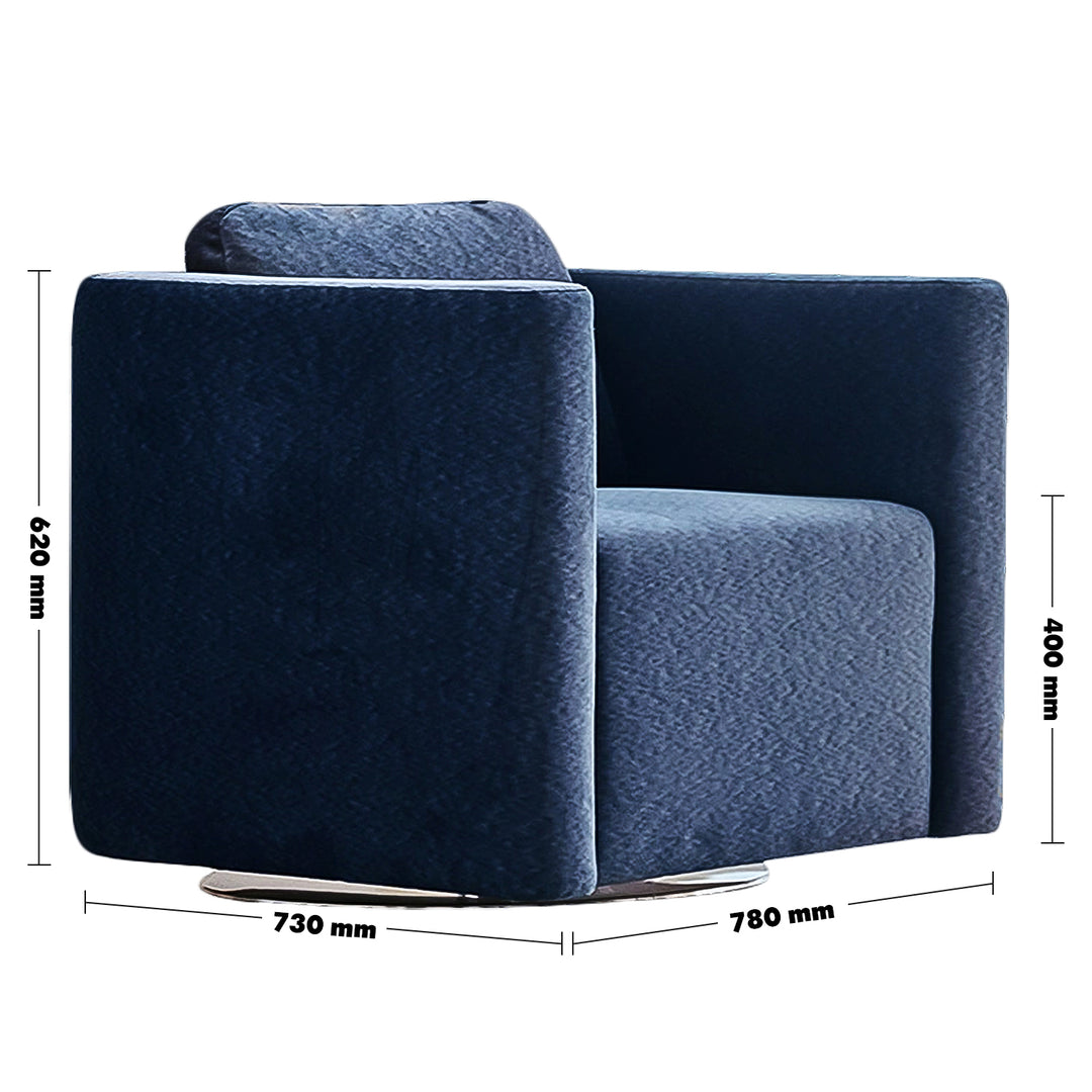 Minimalist Fabric 1 Seater Revolving Sofa VARIEGATED Size Chart