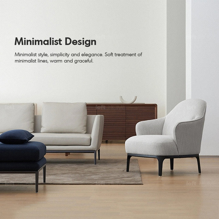 Minimalist Fabric 1 Seater Sofa RINA In-context