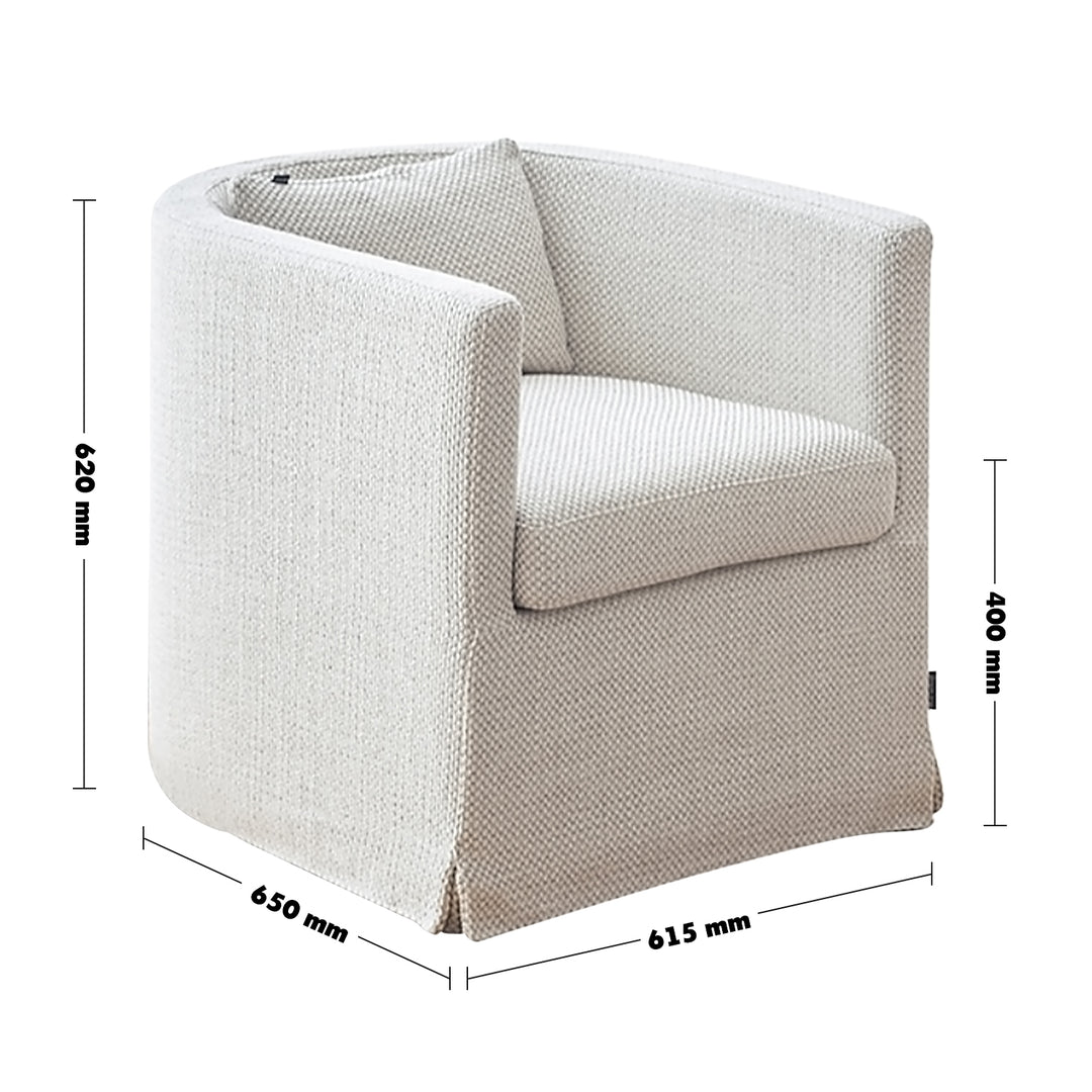 Minimalist Fabric 1 Seater Sofa YAN Size Chart