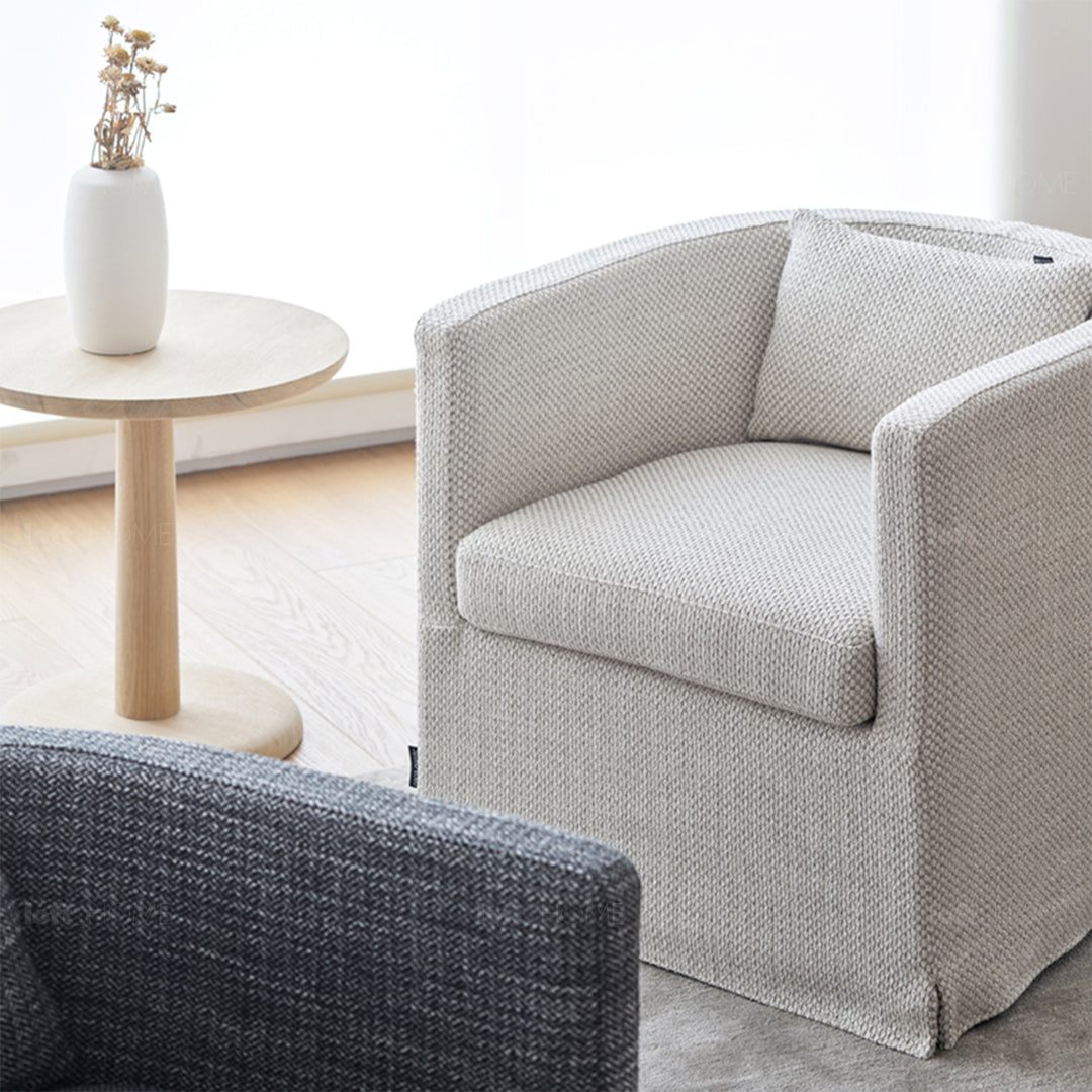 Minimalist Fabric 1 Seater Sofa YAN In-context