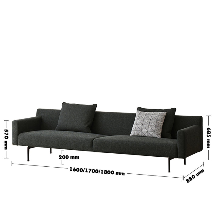 Minimalist Fabric 2 Seater Sofa ANN Size Chart