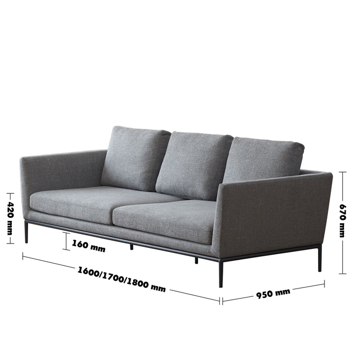 Minimalist Fabric 2 Seater Sofa GRACE Size Chart