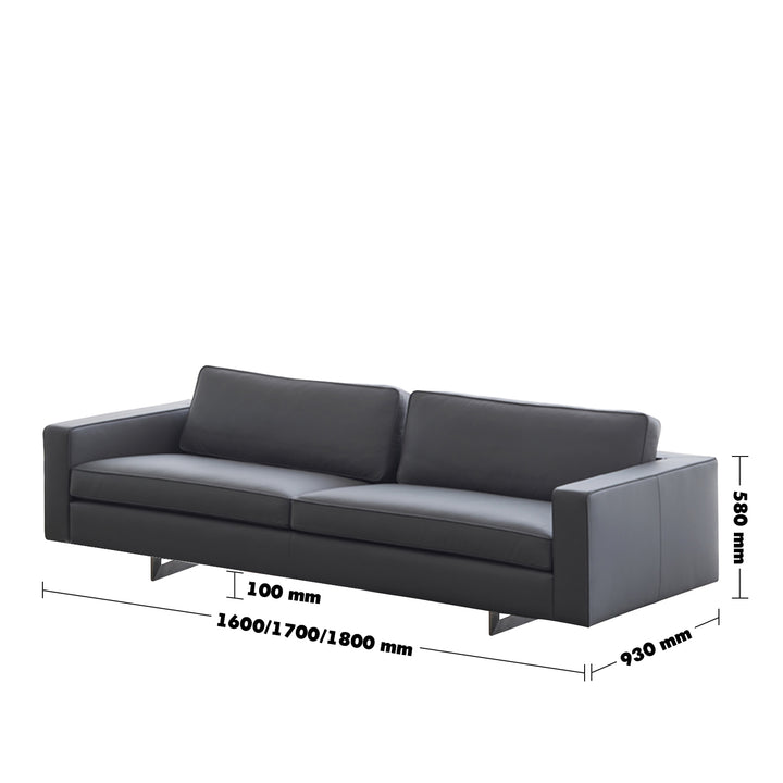Minimalist Fabric 2 Seater Sofa VEMB Size Chart