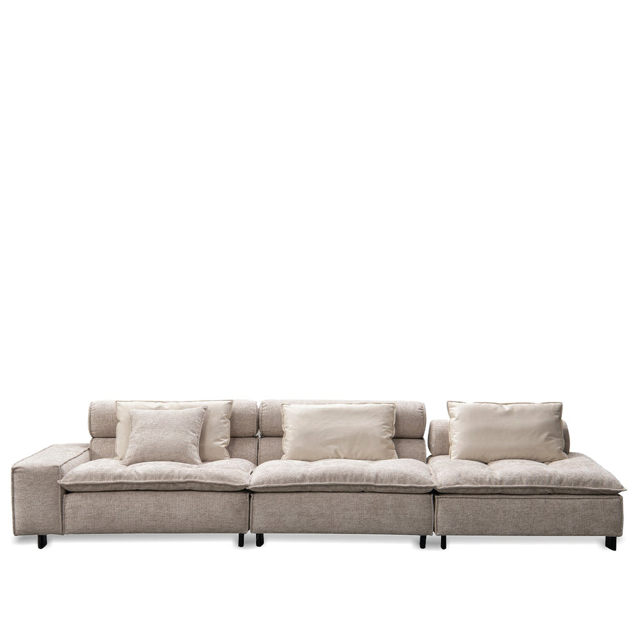Minimalist fabric 4.5 seater sofa aumn in white background.