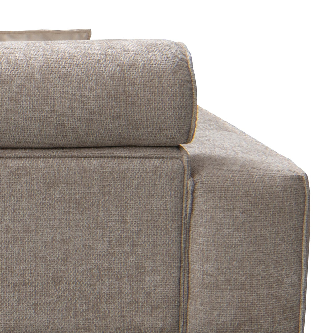 Minimalist fabric 4.5 seater sofa aumn with context.