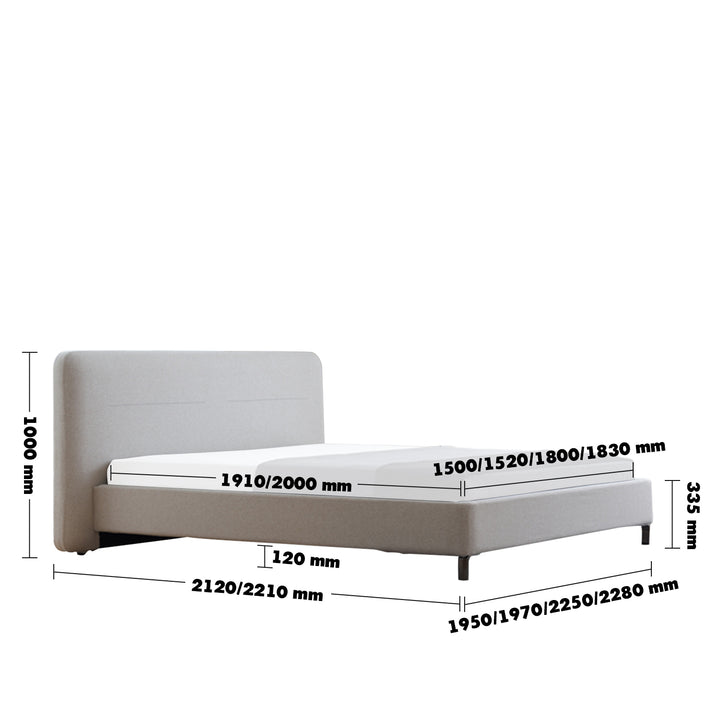 Minimalist Fabric Bed HEL Size Chart