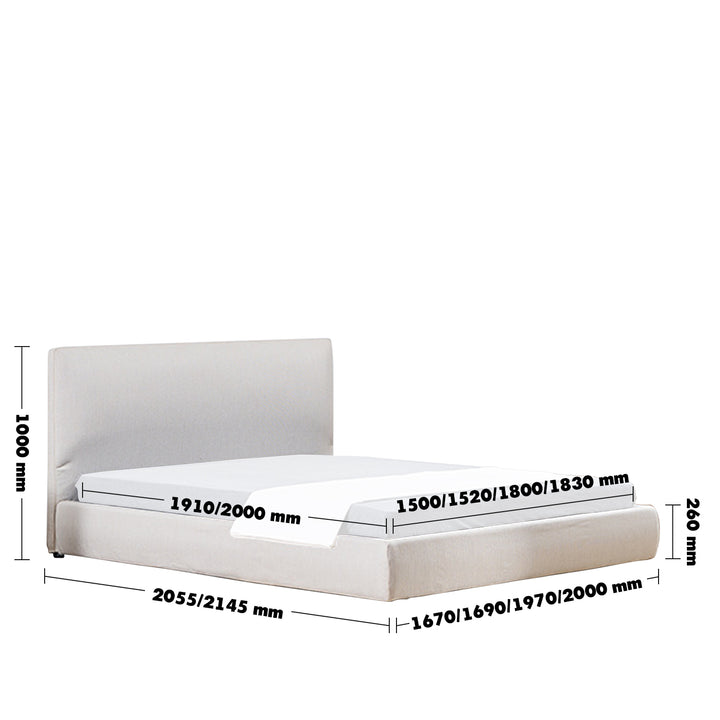 Minimalist Fabric Bed SINO Size Chart