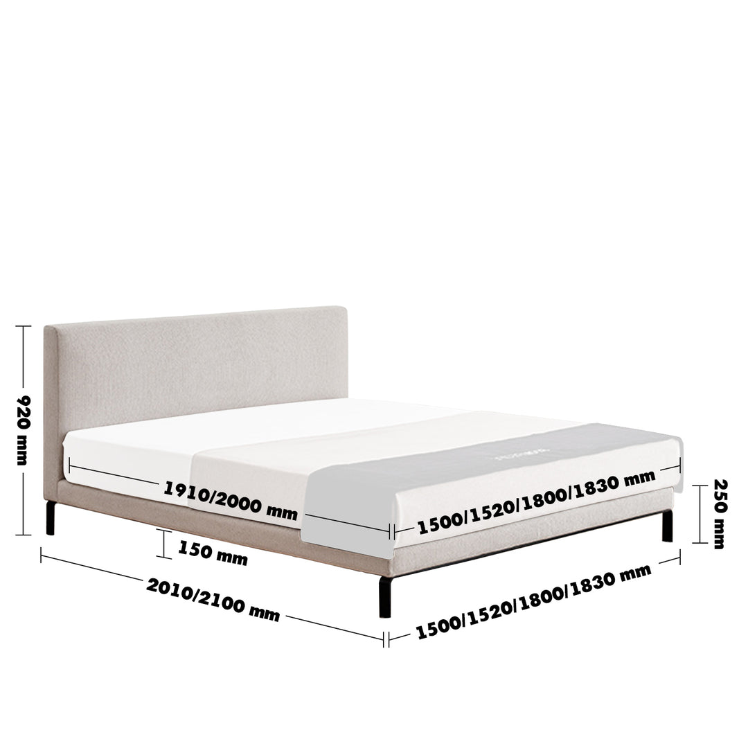Minimalist Fabric Bed VEM Size Chart