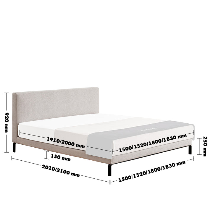 Minimalist Fabric Bed VEM Size Chart
