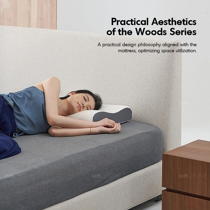 Minimalist Fabric Bed WOODS In-context