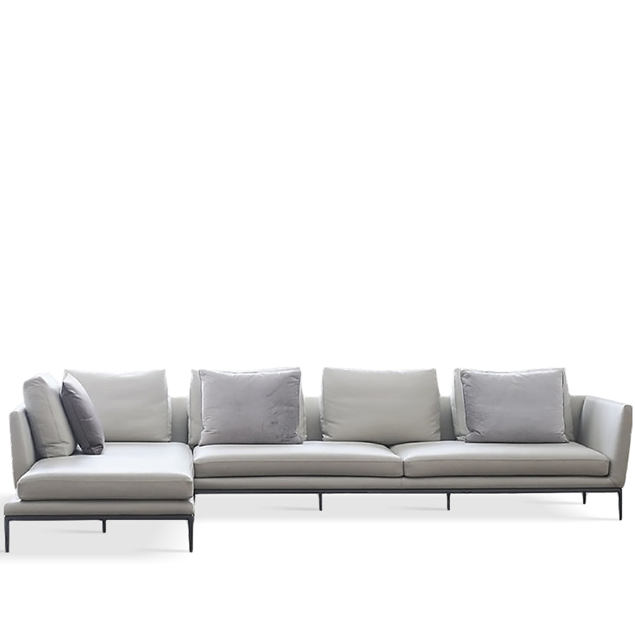 Minimalist Fabric L Shape Sectional Sofa GRACE 3+L White Background