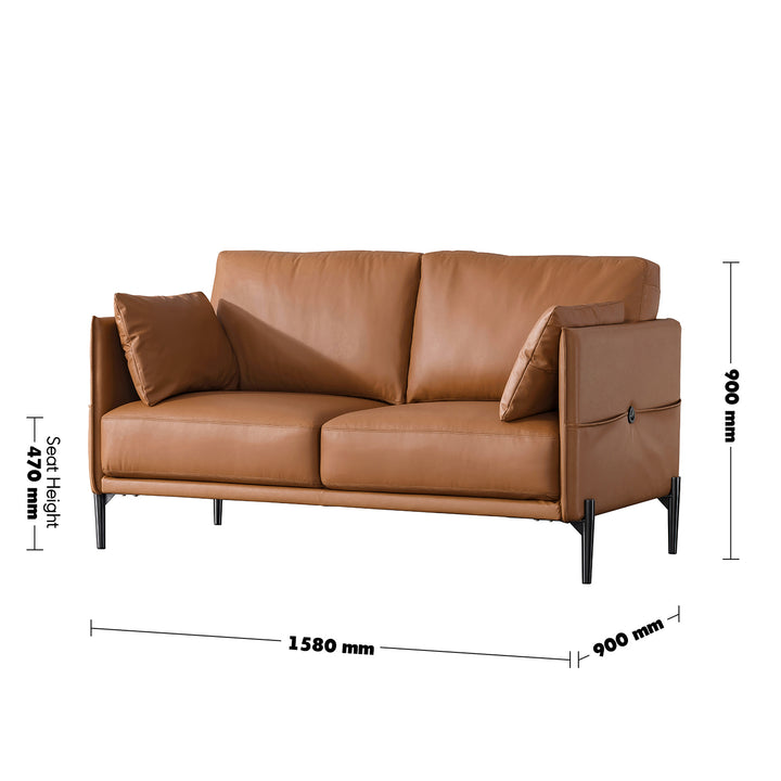 Minimalist Genuine Leather 2 Seater Sofa DANTE
