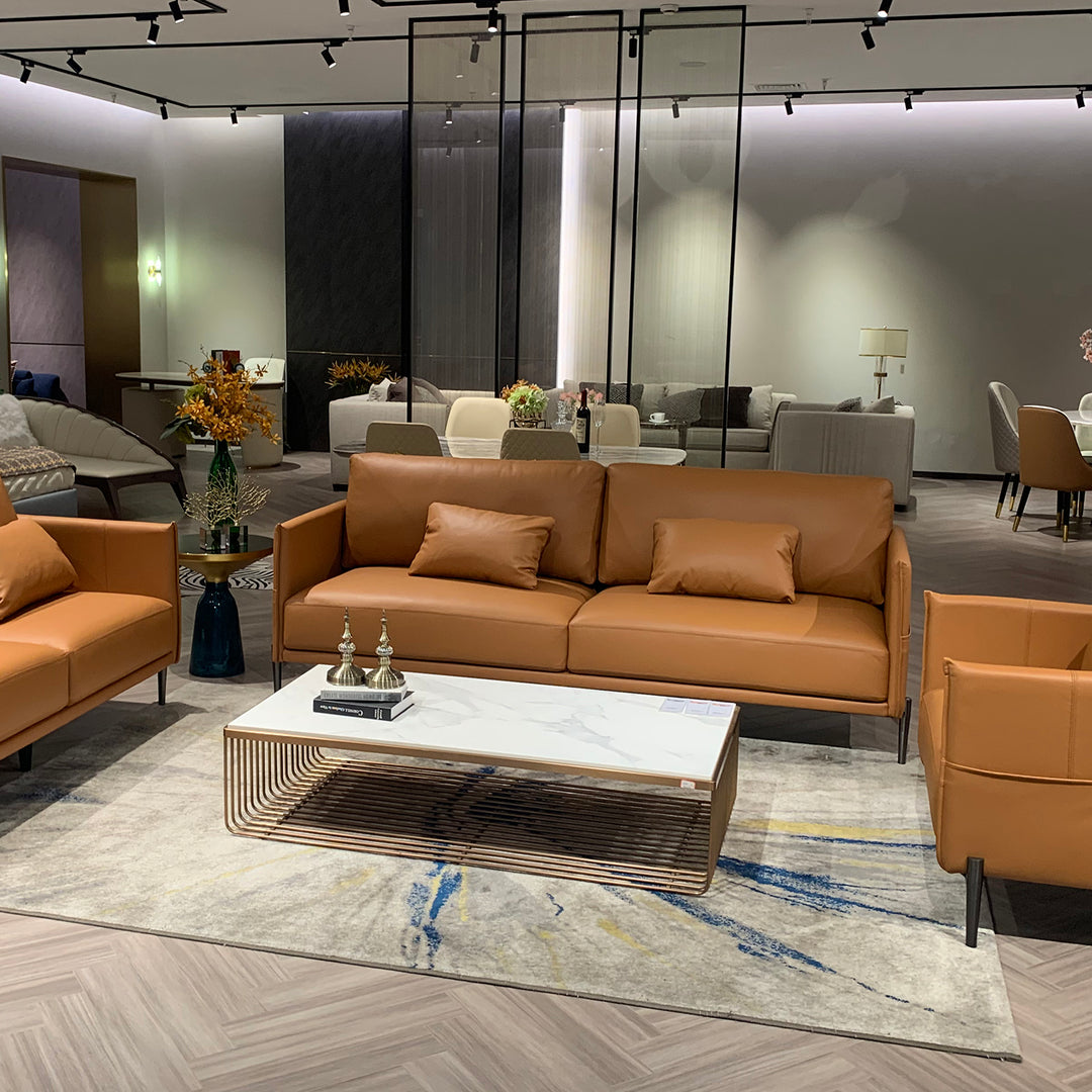 Minimalist Genuine Leather 3 Seater Sofa DANTE