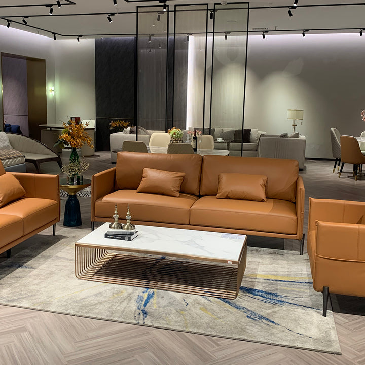 Minimalist Genuine Leather 3 Seater Sofa DANTE