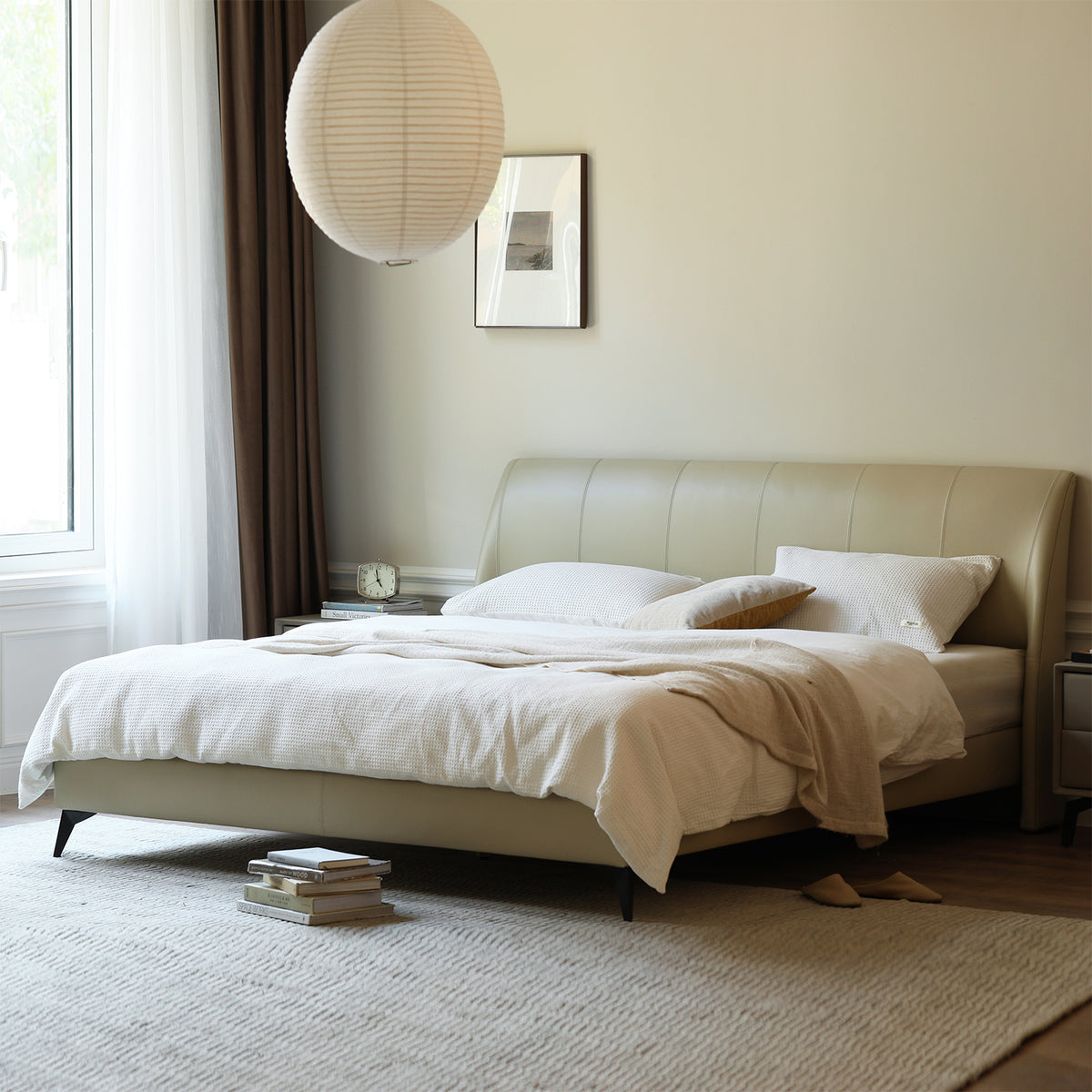 Modern genuine leather bed frame dusko primary product view.