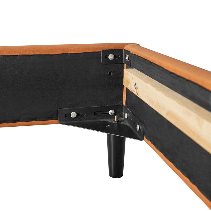 Modern genuine leather bed frame dusko layered structure.