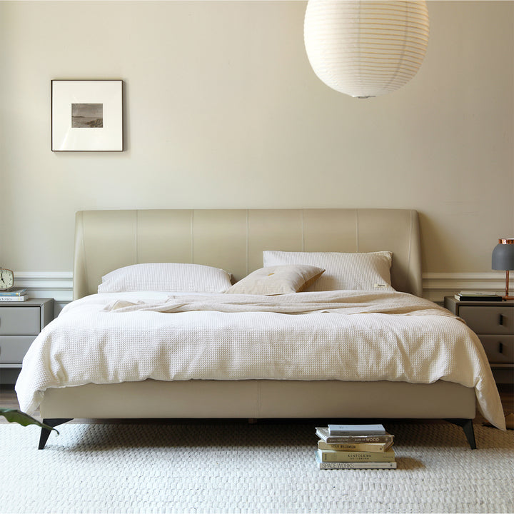 Modern genuine leather bed frame dusko material variants.