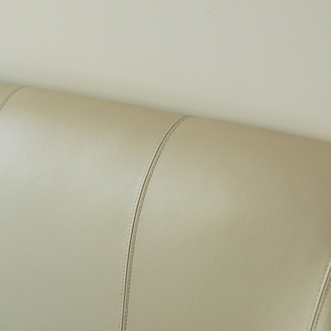 Modern genuine leather bed frame dusko in real life style.
