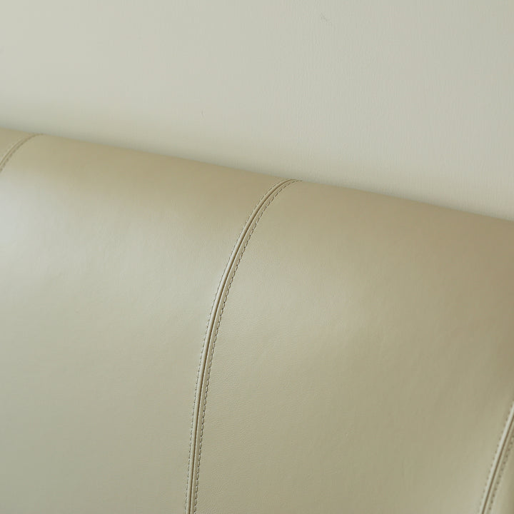 Modern genuine leather bed frame dusko in real life style.