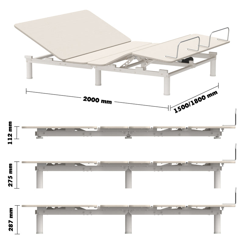 Minimalist metal electric adjustable bed frame with mattress 2pcs set up one size charts.