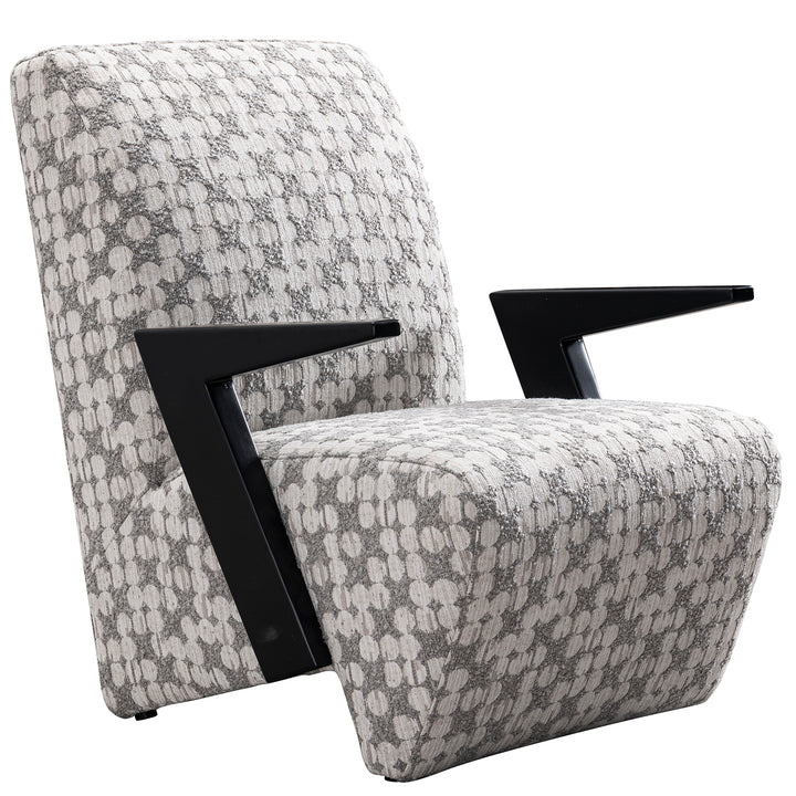 Minimalist mixed weave fabric 1 seater sofa chair slant in white background.