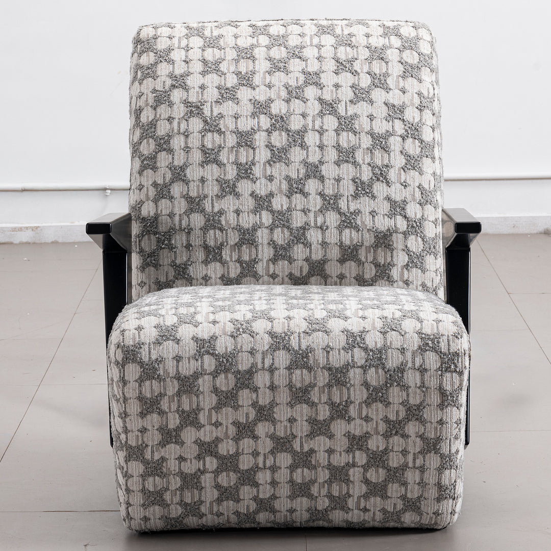 Minimalist mixed weave fabric 1 seater sofa chair slant in real life style.