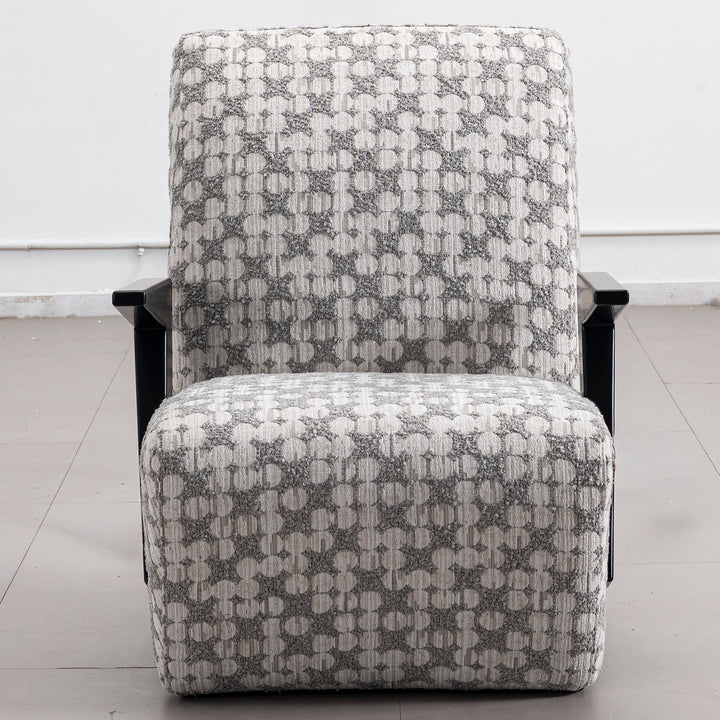 Minimalist mixed weave fabric 1 seater sofa chair slant in real life style.