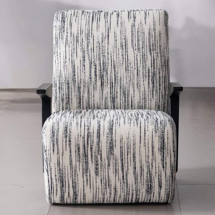 Minimalist mixed weave fabric 1 seater sofa chair slant in details.
