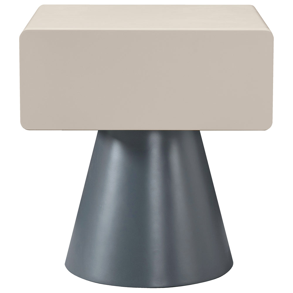Minimalist plywood side table nubo in white background.