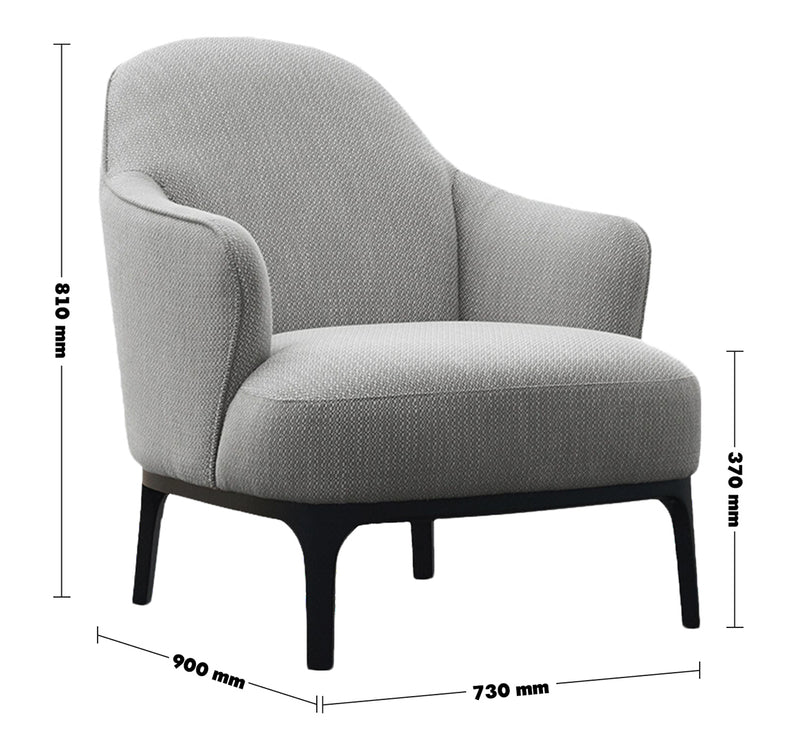 Minimalist Fabric 1 Seater Sofa RINA Size Chart