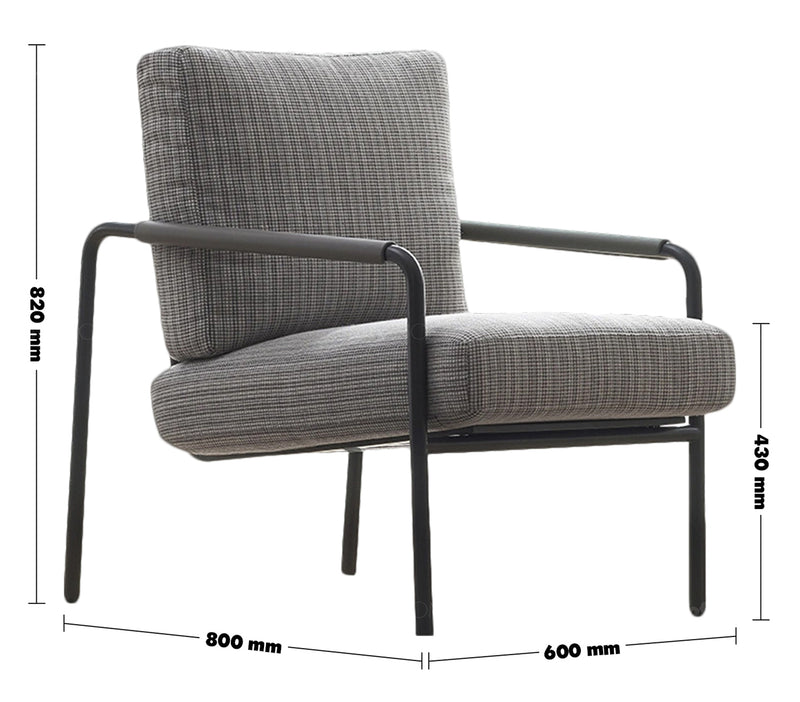 Bauhaus Fabric 1 Seater Sofa VEMB Size Chart