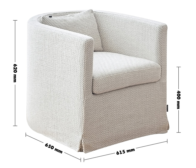 Minimalist Fabric 1 Seater Sofa YAN Size Chart