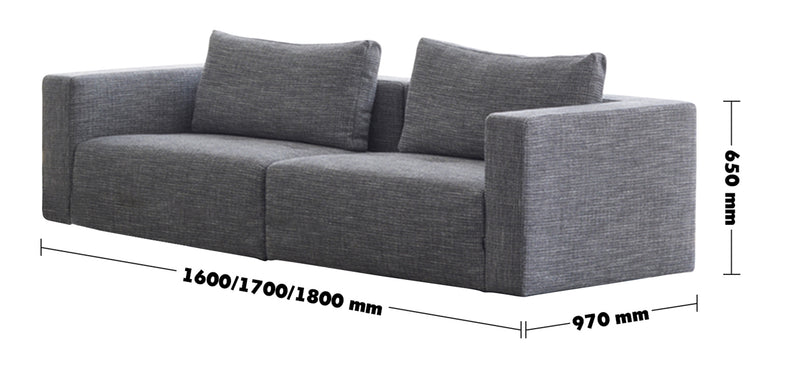 Minimalist Fabric 2 Seater Sofa BRI Size Chart