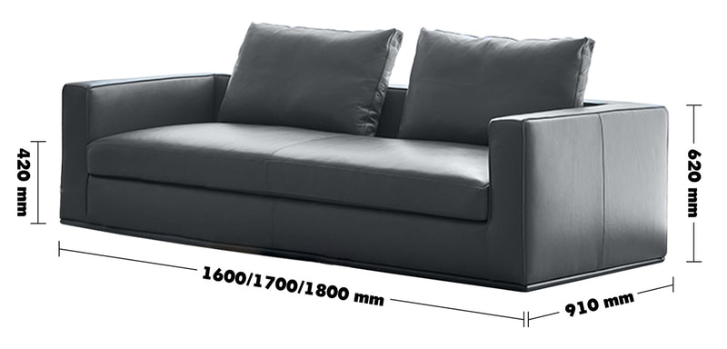Minimalist Fabric 2 Seater Sofa COMO Size Chart