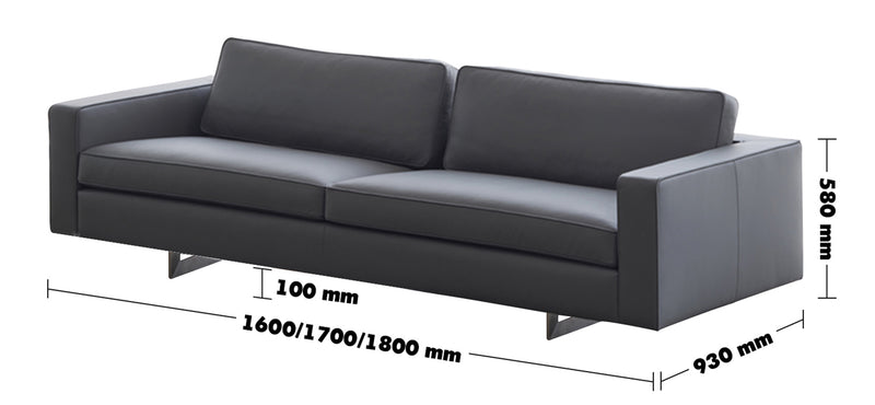 Minimalist Fabric 2 Seater Sofa VEMB Size Chart