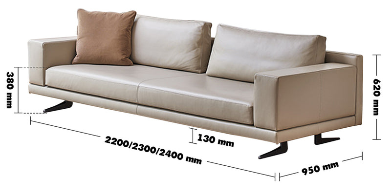 Minimalist Fabric 3.5 Seater Sofa BOLOGNA Size Chart
