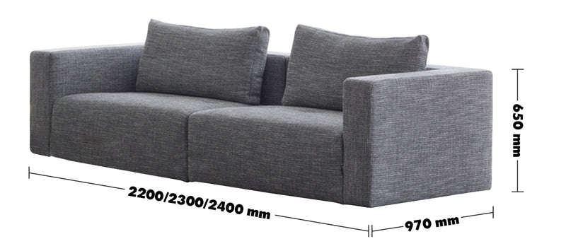 Minimalist Fabric 3.5 Seater Sofa BRI Size Chart