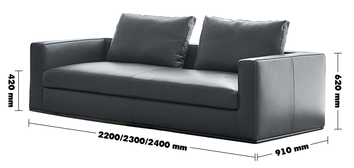Minimalist Fabric 3.5 Seater Sofa COMO Size Chart