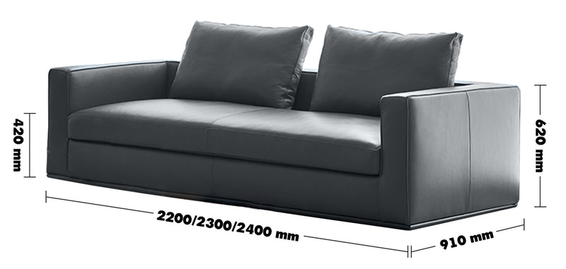 Minimalist Fabric 3.5 Seater Sofa COMO Size Chart