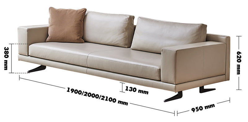 Minimalist Fabric 3 Seater Sofa BOLOGNA Size Chart